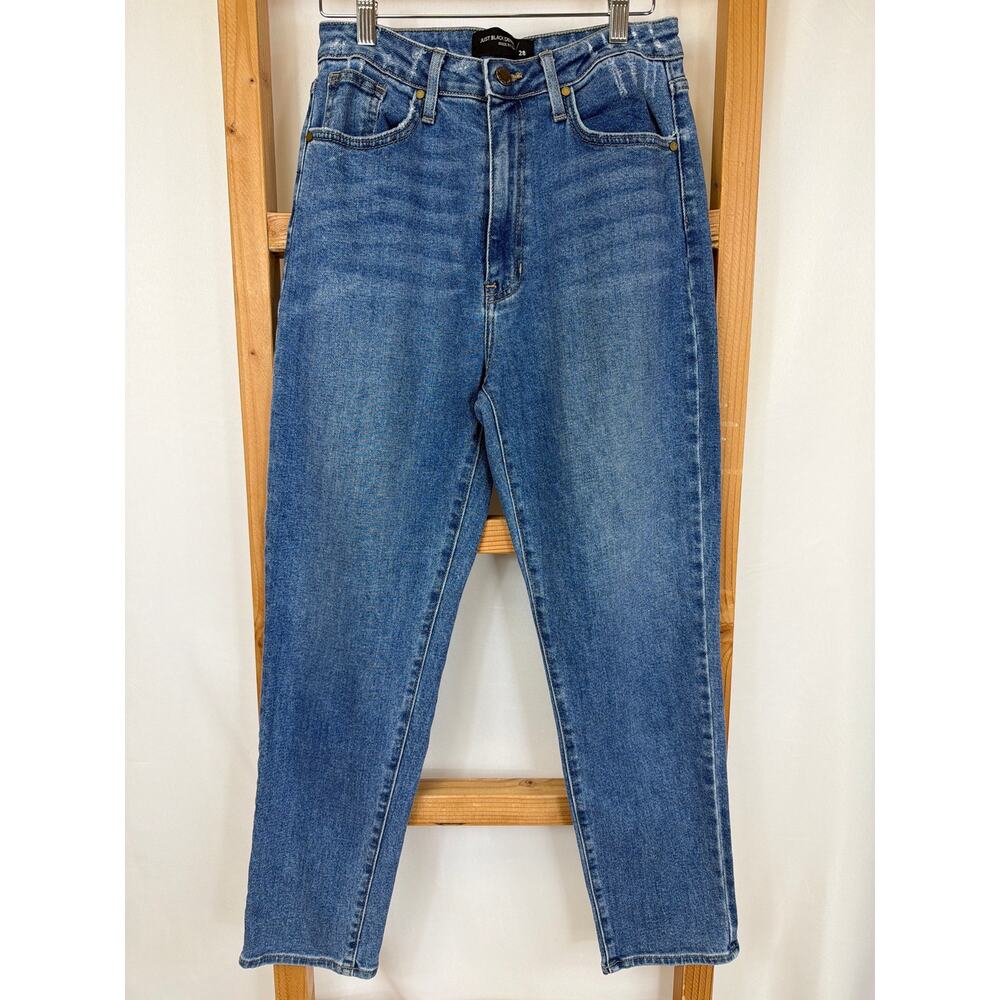 Just Black Denim High Rise Straight Leg Jeans Blue Made in USA Size 28